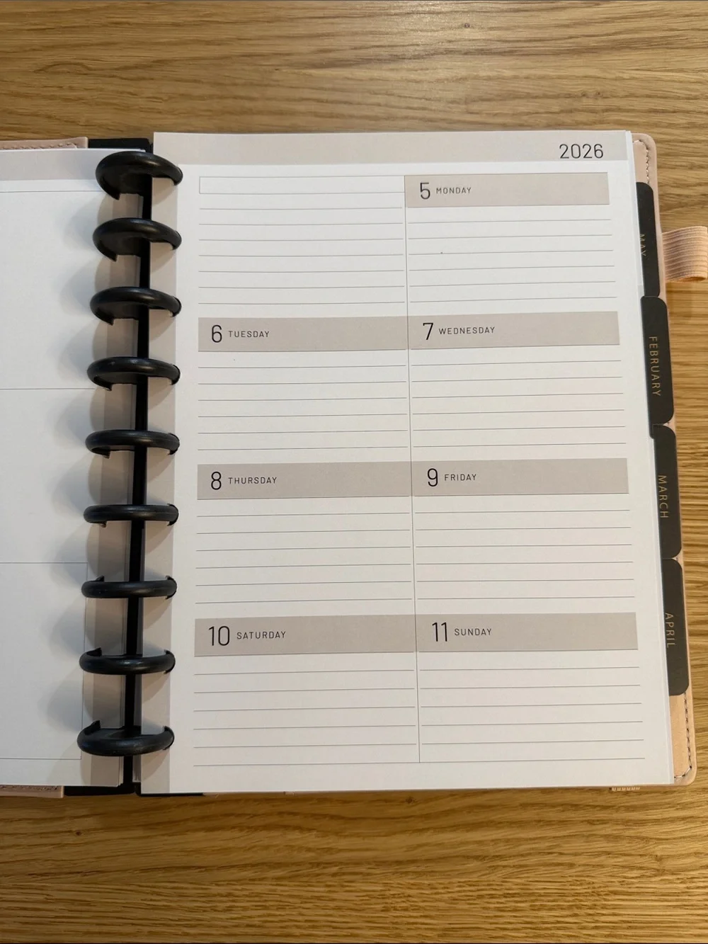 2026 Rose Gold Disc-Bound Planner with Elastic Closure